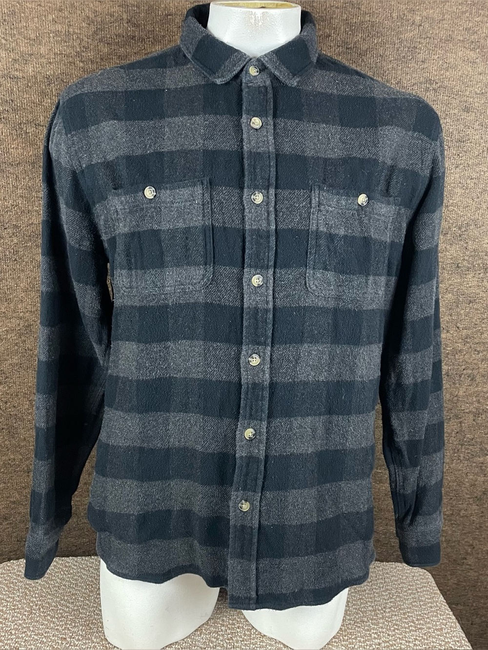 Marine Layer Pacifica Twill Shirt Mens Large Shacket Black Gray Rugged 340